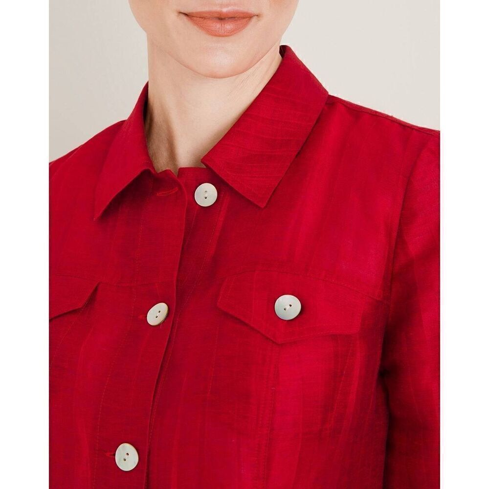 Chico's Basic Jacket Womens 3 Red Button Front Lo… - image 3